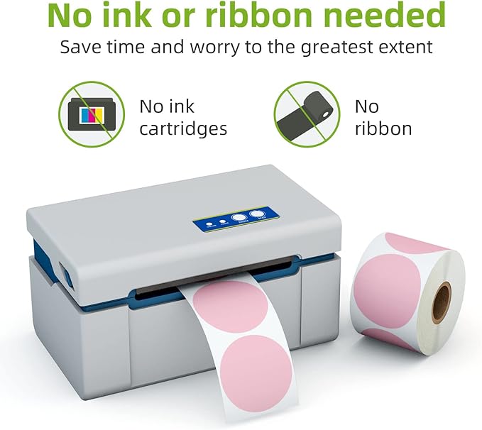 2" Pink Circle Direct Thermal Labels, Self-Adhesive Round Direct Thermal - Image 4