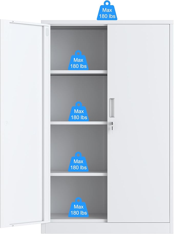 Metal Storage Cabinet with Locking Doors and 3 Adjustable Shelves, 53.5-Inch - Image 7