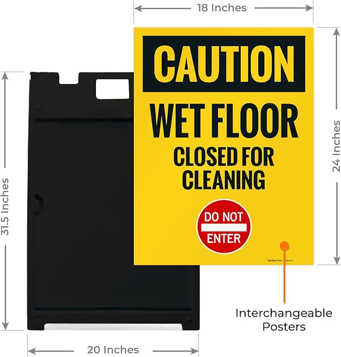 Caution Wet Floor Closed For Cleaning Do Not Enter Sidewalk Sign Kit, 18x24 - Image 3
