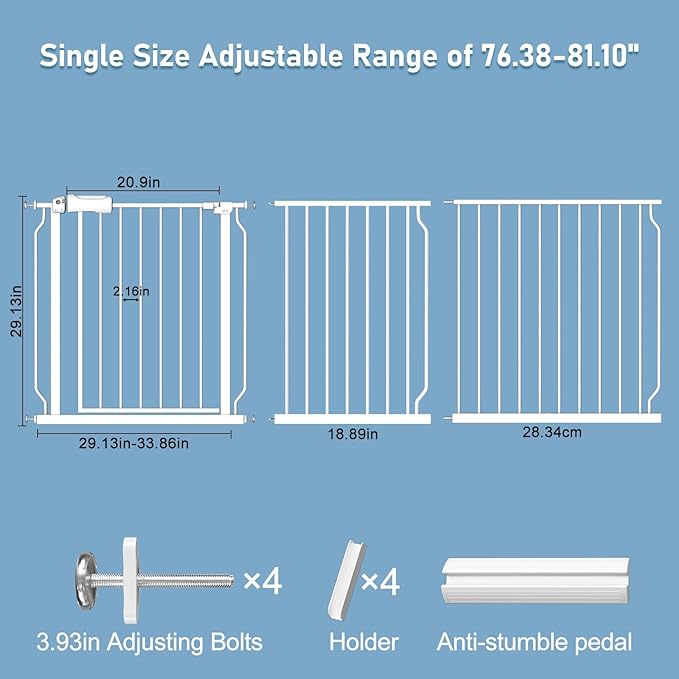 ALLAIBB Extra Wide Pressure Mount Baby Gate Auto Close White Metal Child Dog - Image 6