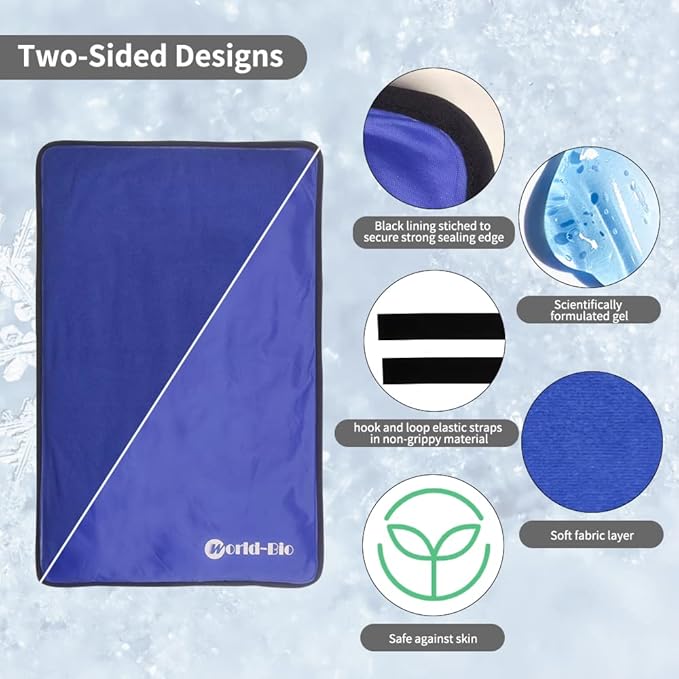 Extra Large Ice Pack for Injuries Reusable, Physical Therapy Cold Pack w/2 - Image 4