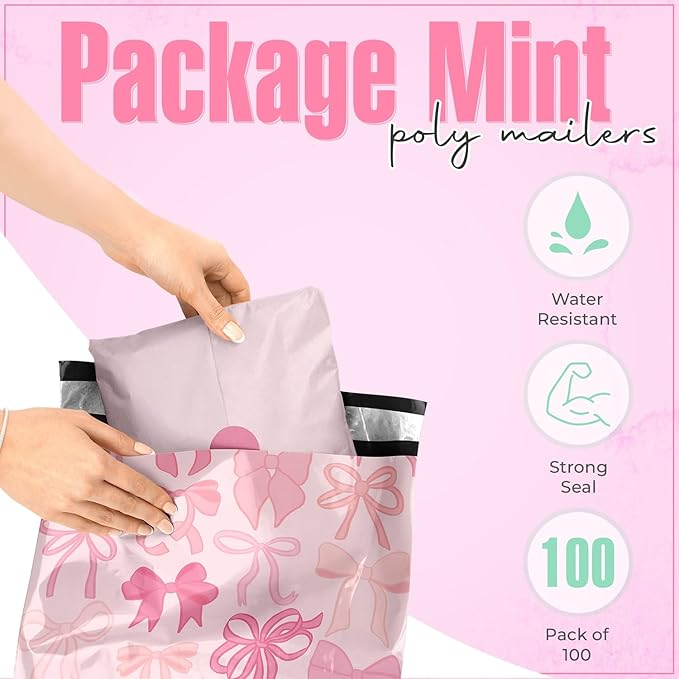 10x13 Poly Mailers – Coquette Bows Design – Waterproof, Tear-Resistant Shipping - Image 2