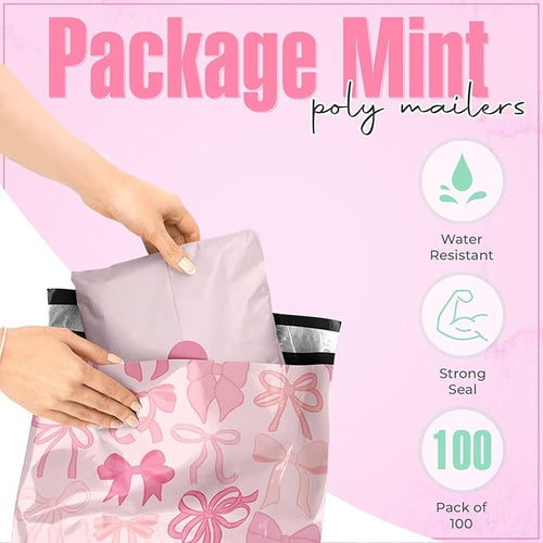 10x13 Poly Mailers – Coquette Bows Design – Waterproof, Tear-Resistant Shipping - Image 2