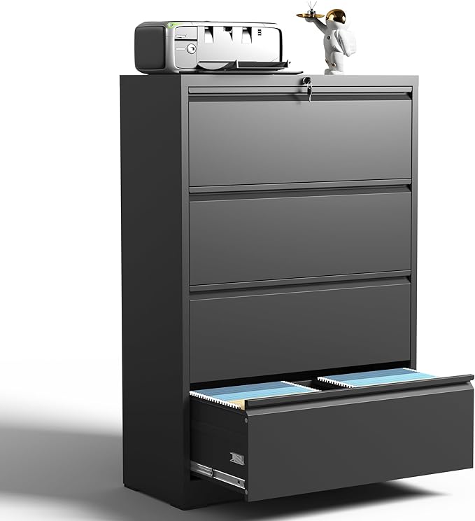 4 Drawer Lateral File Cabinet, Metal Filing Cabinets by BIZOEIRON