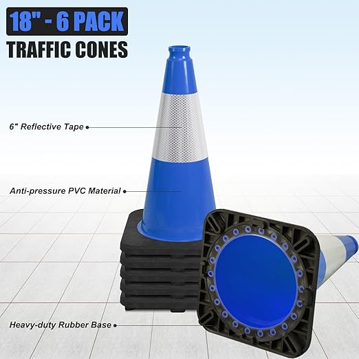 Fluorescent Orange/Green PVC Traffic Cones, Heavy Black Base Parking Lot Cone - Image 2