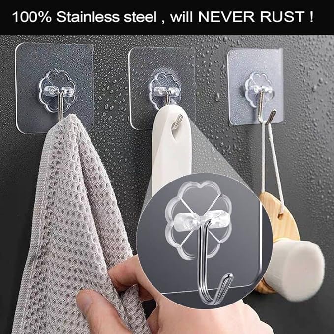 ZESLMG Adhesive Wall Hooks for Hanging, 48 Pack Self Sticky Hooks Heavy Duty - Image 5