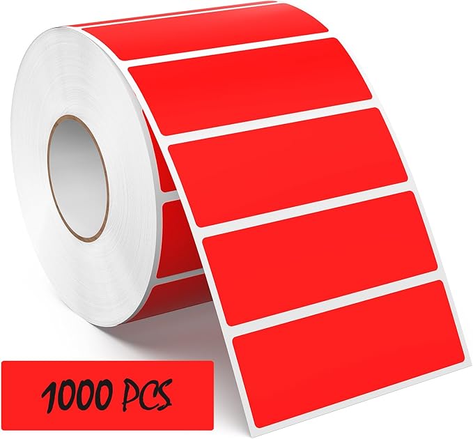 3 × 1 Inches Red Rectangle Color Coding Labels 1000 PCS, Self-Adhesive Writable by Meitaat