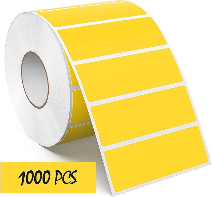 3 × 1 Inches Yellow Rectangle Color Coding Labels 1000 PCS, Self-Adhesive by Meitaat