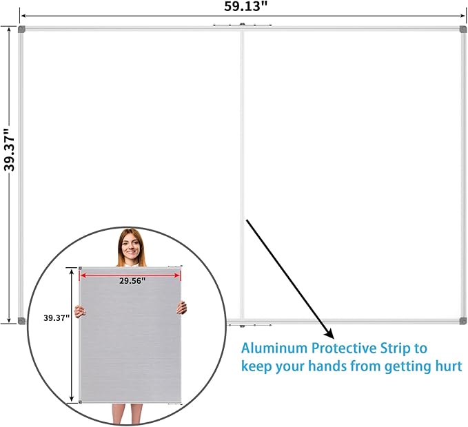 JILoffice Large Foldable White Board 60x40 Inches, Dry Erase Magnetic White - Image 2
