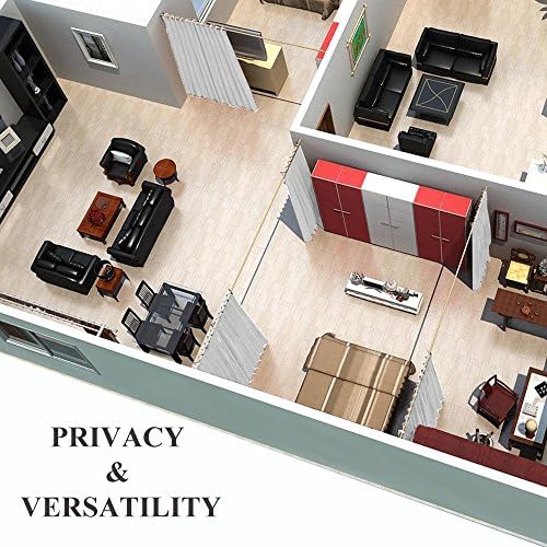 NICETOWN Room Dividers Heavy Curtains Screens Partitions, Function Thermal Insulated Blackout Patio Sliding Door Divider Room Curtain Panel, Extra Wide Curtains, 8.3ft Wide x 7ft Long, Greyish White - Image 4