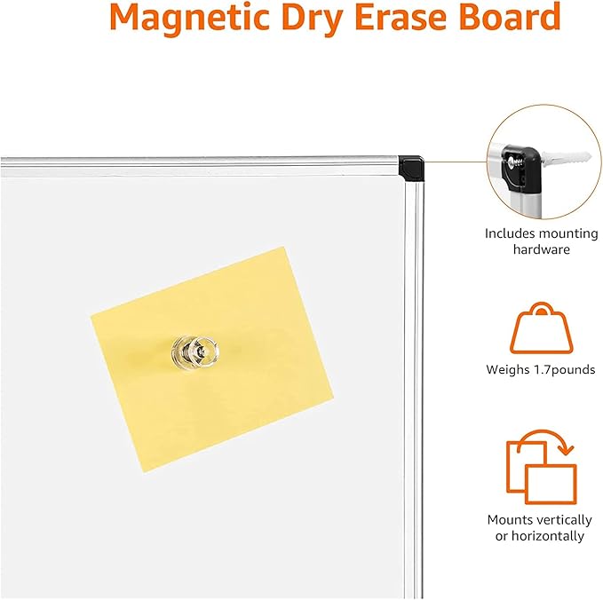 Amazon Basics Magnetic Dry Erase Whiteboard, Aluminium Frame - Image 3