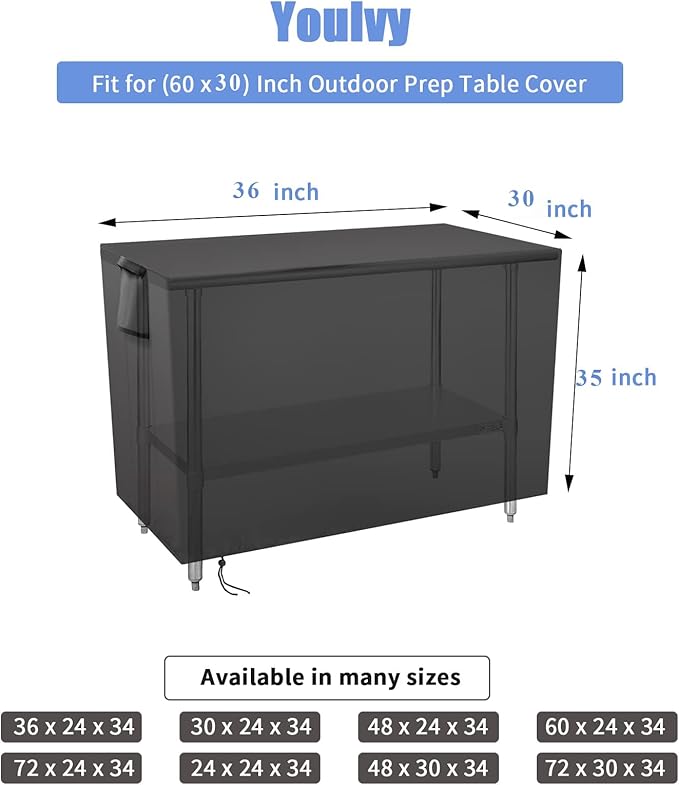 Outdoor Prep Table Cover 36 Inch, Waterproof Patio Stainless Steel Metal BBQ - Image 3