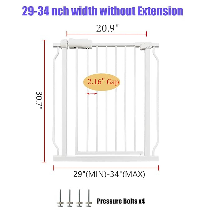 Walk Through Baby & Dog Gate 29-34 Inch, Pressure Mounted No Drilling, Indoor - Image 2