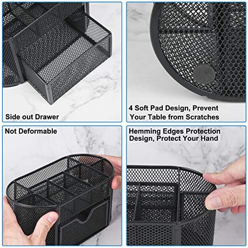 Desk Organizer with 9 Compartments, Mesh Office Organization for Scissors, Post-it, Sticky notes, Pen Holder, Metal Office Desk Organizers and Accessories - Image 4