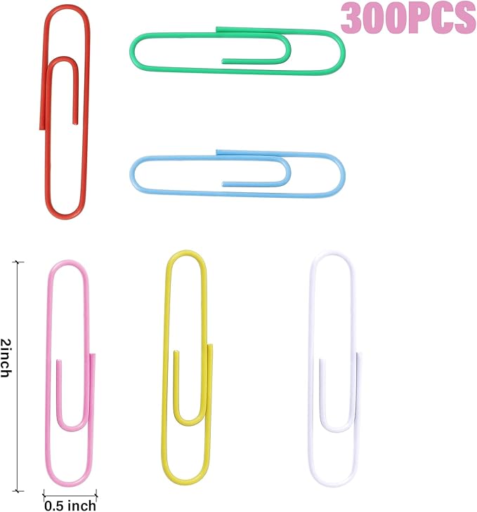 300 Pcs Colored Paper Clips, 2 Inch Assorted Color Paperclips, Large Vibrant - Image 2