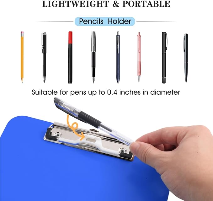 6 PCS Clipboards Bulk with Pen Holder, Standard A4 Letter Size, Plastic Clip - Image 2