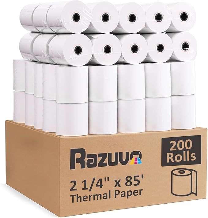 2 1/4 x 85 Thermal Paper Rolls- Credit Card Receipt Paper by Razuvo