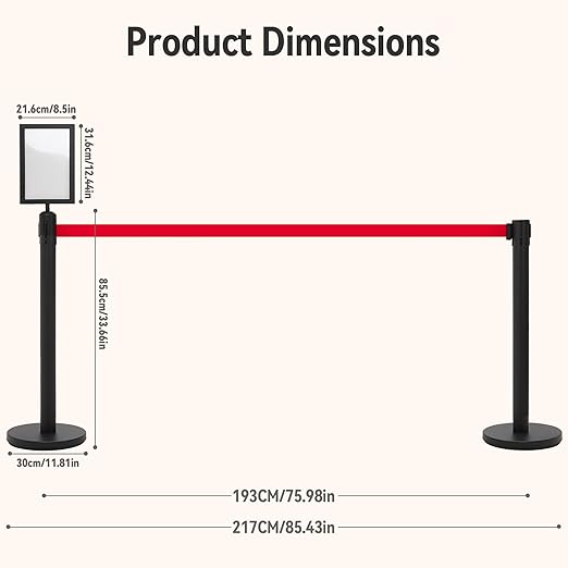 INMOZATA 6 Pack Retractable Belt Stanchions, Sign Holders, Heavy-Duty Steel - Image 2