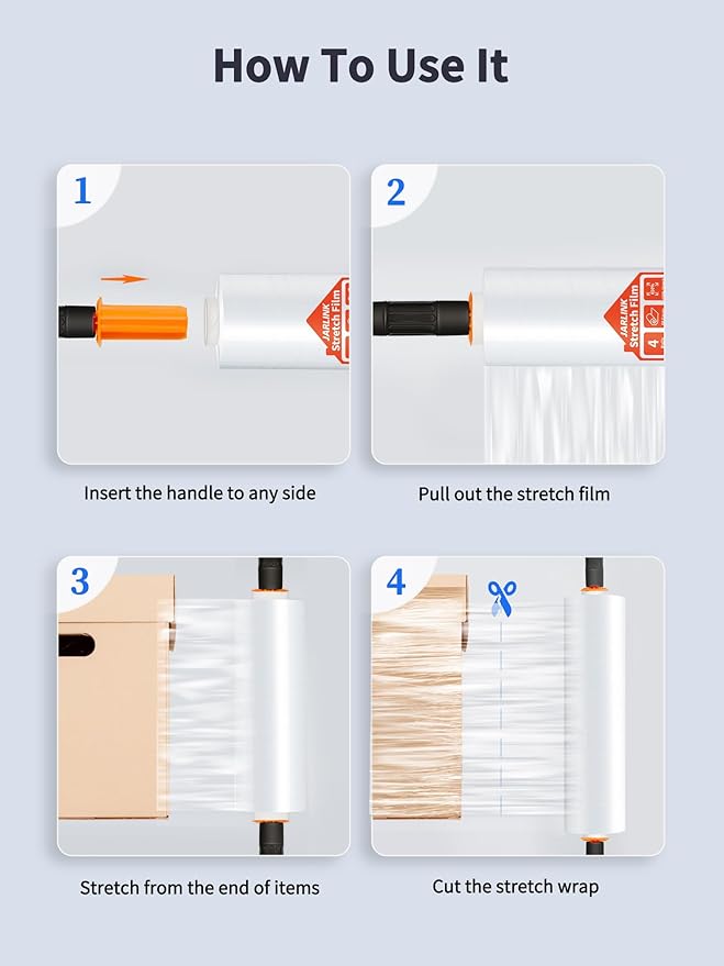 JARLINK 2 Pack Stretch Film, Industrial Strength Stretch up to 650% Stretch - Image 4