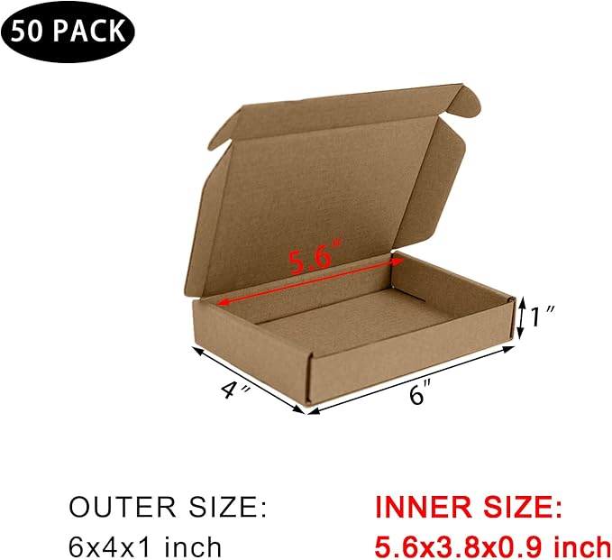 50 Pack 6x4x1 Inches Small Shipping Boxes, Moving Mailing Packing Box - Image 2