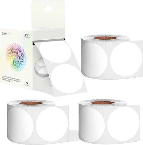 2 Inch White Circle Sticker Labels, Organizing by WANSTE