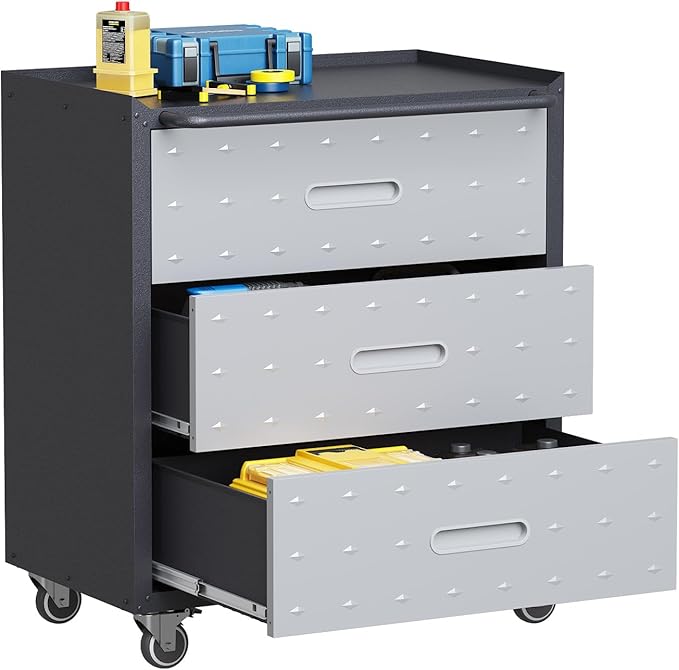 3 Drawers Metal Tool Storage Cabinet by Unknown