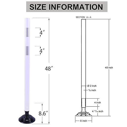 OrangeStar 8 Pack Delineator Post 48" White Traffic Delineator Cones - Image 7