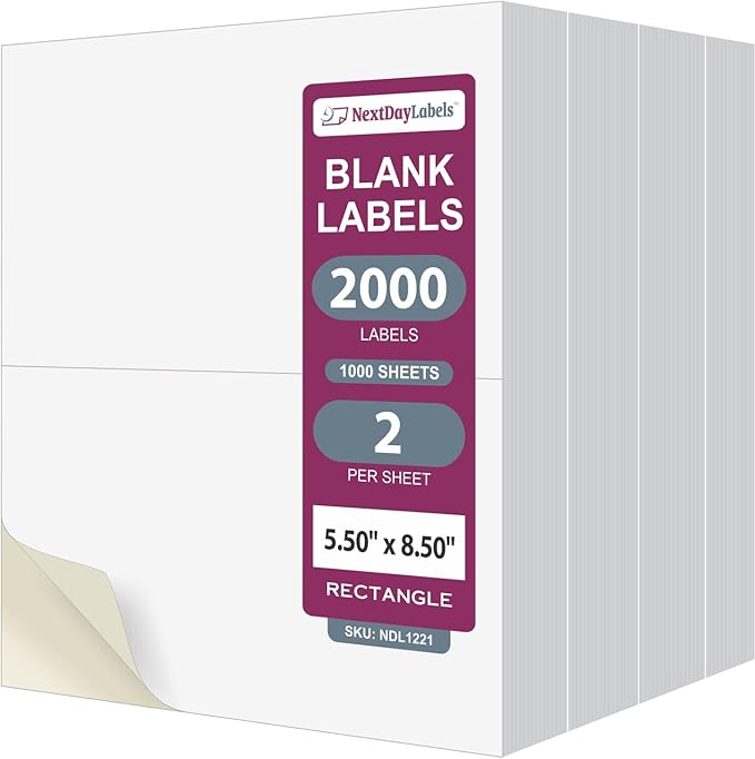NextDayLabels – 8-1/2" x 5-1/2" Rectangular Sticker Labels by NextDayLabels