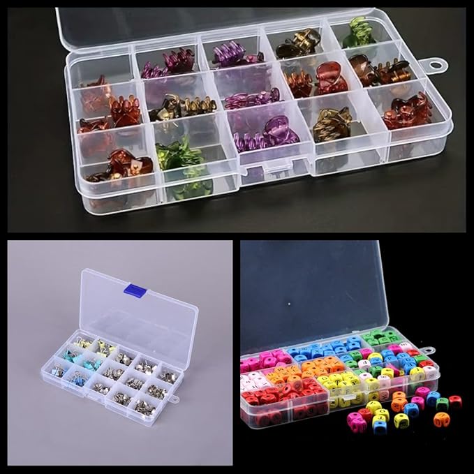 4 Pcs 15 Grids Clear Organizer Box Plastic Storage Container - Image 6