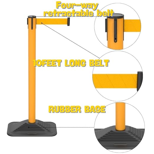 BESEA 4 Pack 36" Yellow Crowd Control Barriers - Image 7