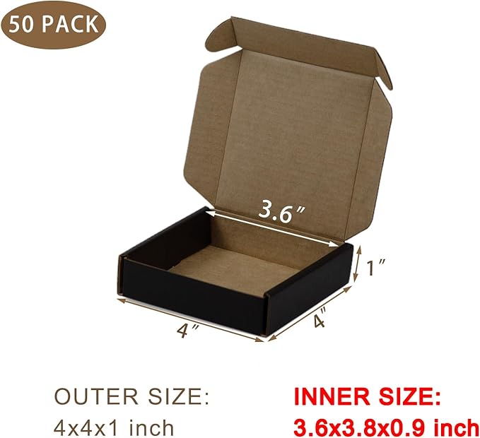 50 Pack 4x4x1 Inches Small Shipping Boxes, Moving Mailing Packing Box - Image 2