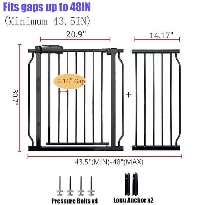 Baby Gates Extra Wide 43.5-48 Inch Wide Large Baby Gate - Image 2