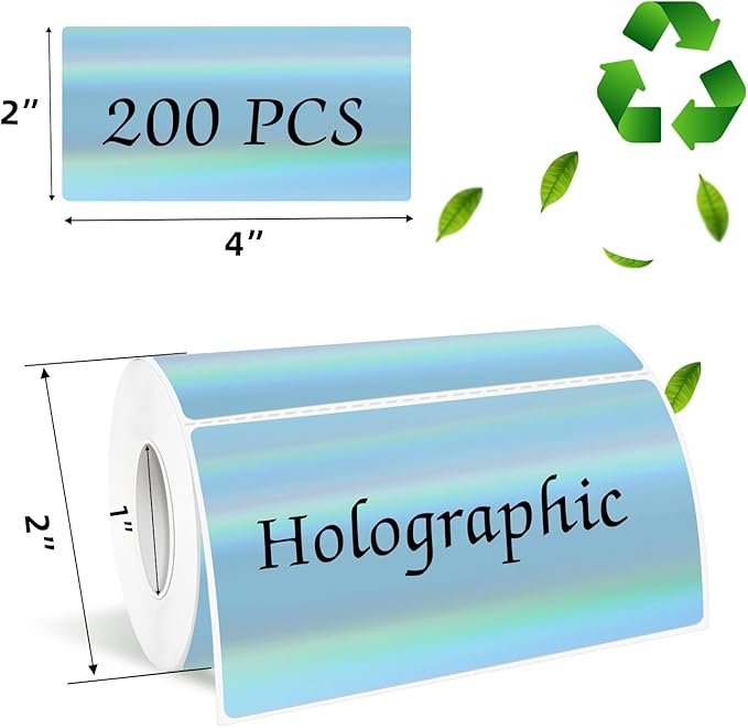 2x4 Inch Holographic Thermal Labels, Self-Adhesive Glitter Thermals Printer - Image 2