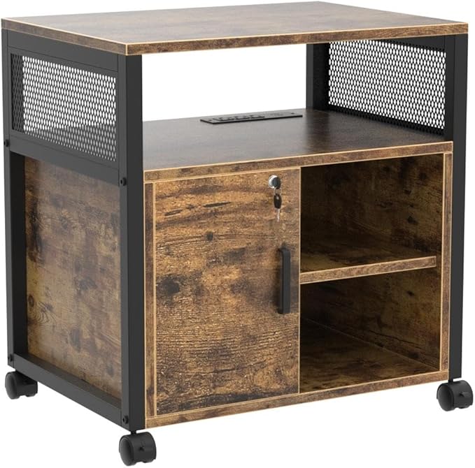 Unikito Rolling File Cabinet, Lateral Filing Cabinet on Wheels Mobile Office - Image 4
