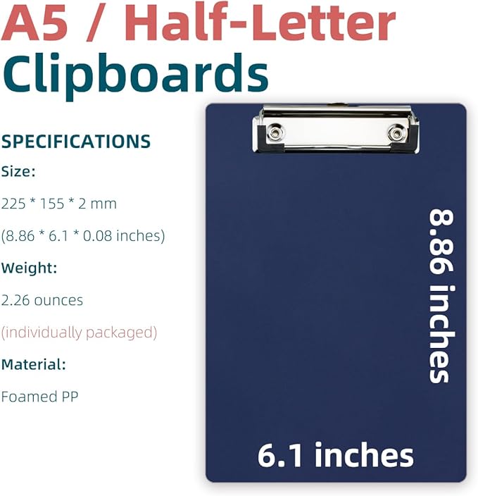 Small Clipboards 6" X 9" Mini Clipboards 4-Pack Half Letter Memo Size Clipboard - Image 5