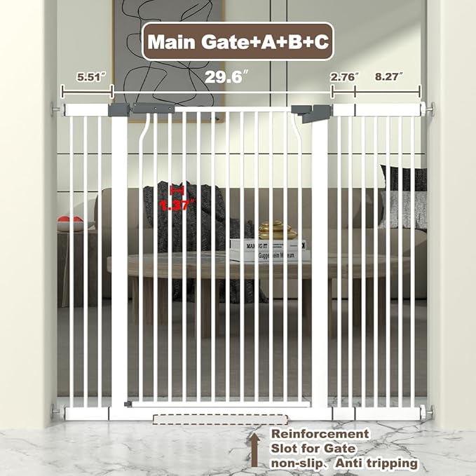 41" Extra Tall Cat Gate for Doorway, 40.6-49.1'' Metal Pet Baby Safe Gate - Image 3