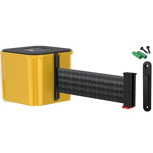 WM412 Retractable Belt Wall Mounted Yellow Crowd Control Barrier and Receiving by Visiontron