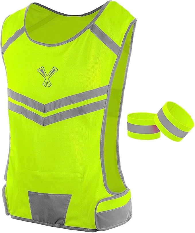 Running Reflective Vest, Inside Pocket & 2 Bands, High Visibility Reflective by 247Viz