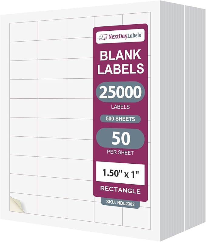 NextDayLabels – 1.5" x 1" Rectangular Sticker Labels by NextDayLabels