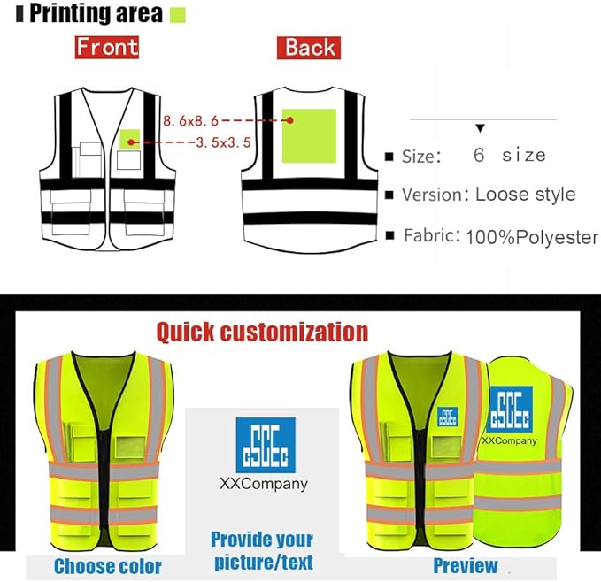 YOWESHOP High Reflective Visibility Safety Vest Custom Your Logo Safety Workwear - Image 3