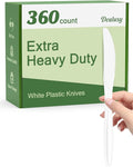 360 Count Extra Heavy Duty White Plastic Knives Disposable, Heat Resistant by Dealusy