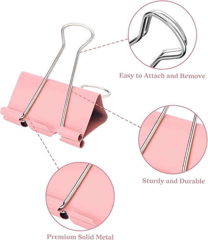 Temiary Aesthetic Binder Clips, Binding Paperwork Clamps - Image 3