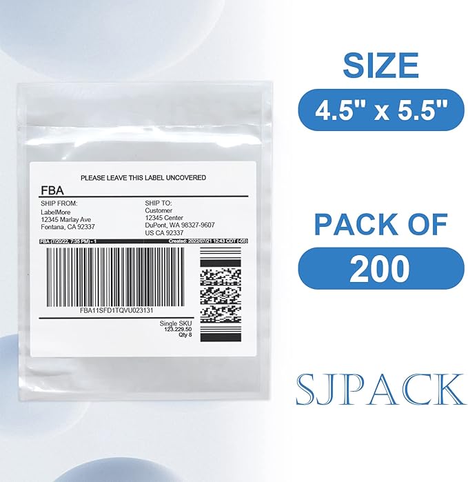 4.5'' x 5.5'' 200 Packs Packing List Envelopes, SJPACK Shipping Label Sleeves - Image 2