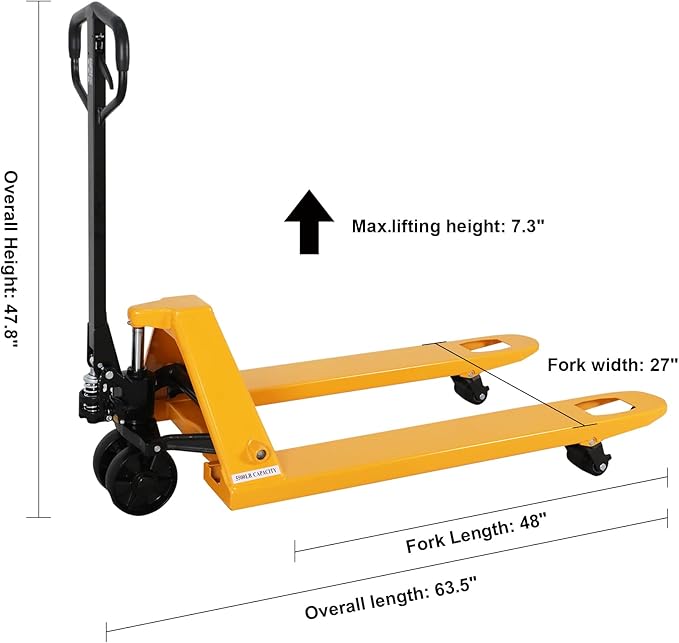 Manual Pallet Jacks 5500lbs Capacity Industrial Hand Pallet Truck 48" Lx27''W - Image 3