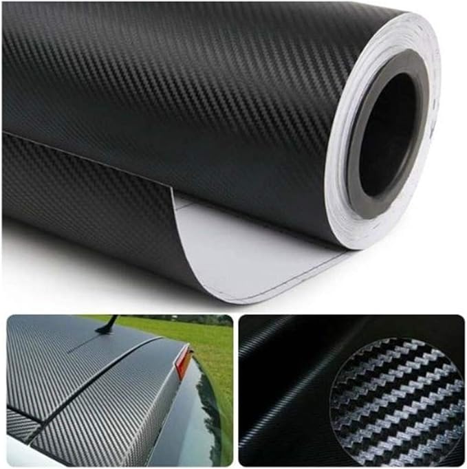 3D Black Carbon Fiber Vinyl Bubble Car Wrap Film Automotive DIY Decals - Image 2