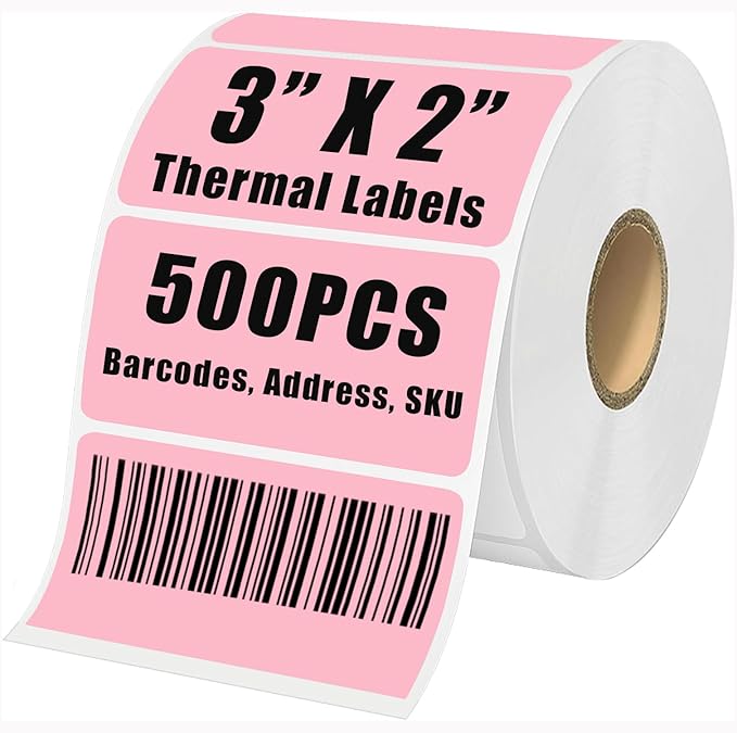 3" x 2" Thermal Labels Stickers Pink, Thermal Printer Shipping Stickers by BriCabel