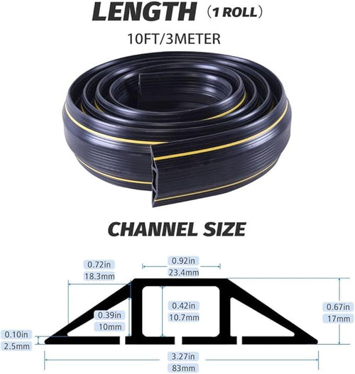 10FT Floor Cord Cover, Heavy Duty PVC Floor Cable Cover, Wire Cover to Protect - Image 2