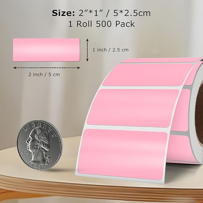 Pink Color Coding Labels 1 × 2 Inches Self-Adhesive Vinyl Rectangle Stickers - Image 7