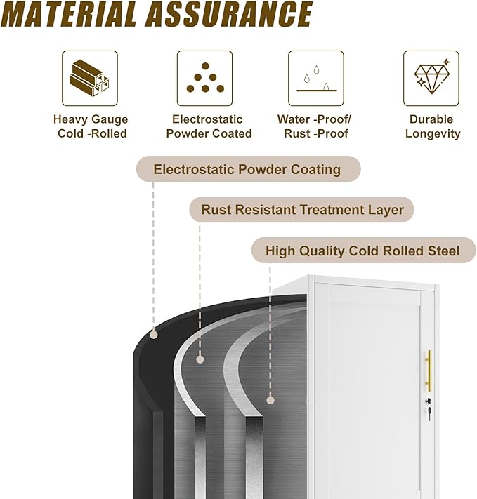 2 Door Metal Locker Cabinet, 19.7’’W Narrow Vertical Steel Storage Cabinet - Image 6