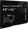 Mifuro Magnetic Glass Whiteboard，48"x36" Wall Mounted Frameless Dry Erase Board by MifuroOfficeProduct